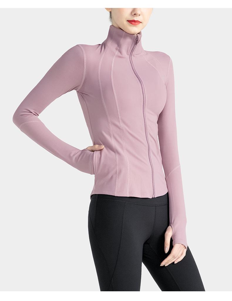 2023 Spring/Autumn Slim Fit Yoga Jacket: Long Sleeve, Stand Collar, Zip-Up for Running & Training