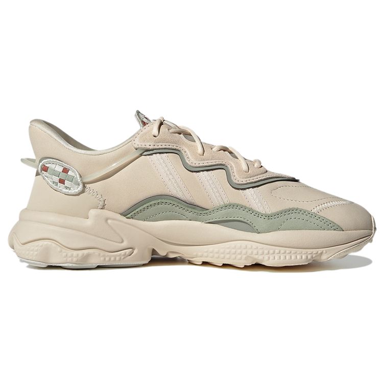 Adidas Originals Ozweego Ткань Кожа Удобная Спортивная Износостойкая Низкие Кроссовки Повседневная Обувь Унисекс Бежевый GY9018
