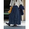 Japanese Large Pocket Skirt Summer Japanese Casual Elastic Waist Loose Women Skirts