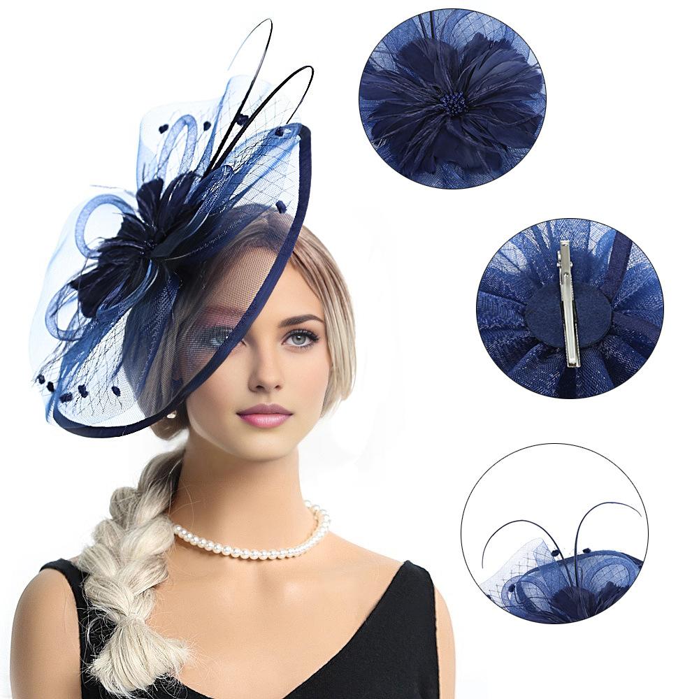 Bridal Headgear Retro Mesh Top Hat Feather Hair Accessories Hairpin Top Hat Headband Exaggerated