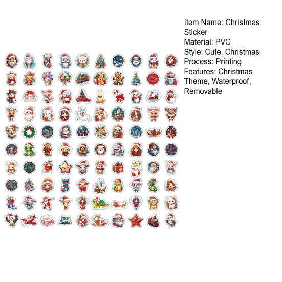 100 шт./пакет, Рождественская наклейка, самоклеящаяся, водонепроницаемая, из ПВХ, съемный чехол для телефона, багаж, скейтборд, ноутбук, наклейка для скрапбукинга, детские товары для самостоятельного изготовления