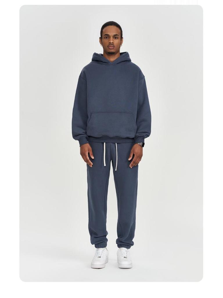 Мужское худи оверсайз на флисовой подкладке 2025 - Однотонное, Толстое, Уличная куртка для зимы/осени