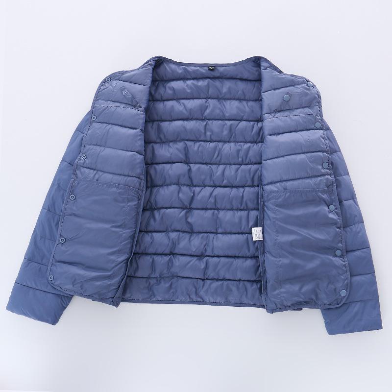 2025 Women's Lightweight Down Jacket: Short Style, Two-Way Round/V-Neck, Perfect for Autumn & Winter