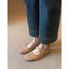 French Literary Style Woven Hollow Breathable Mary Jane Single Shoes Women's Word with Flat Sandals