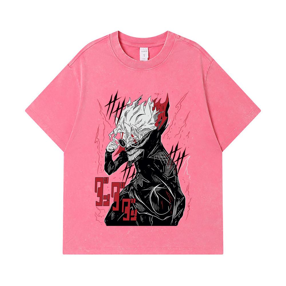 275 GSM Washed T-shirts 100% Cotton Dandadan V28 Okarun Print Unisex Heavy Cotton T Shirt