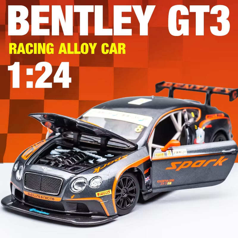 1:24 Bentley Continental GT3 литой игрушечный автомобиль из литого сплава модель автомобиля со звуком и светом и функцией инерционного движения игрушечный автомобиль для детей мальчик подарок