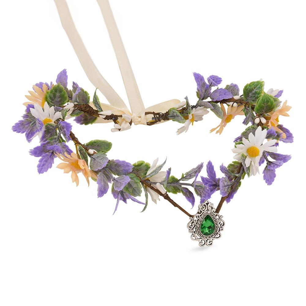 Косплей Фея Цветочная Корона Листьев Костюм на Хеллоуин Эльфийская Принцесса Тиара Лесная Цветочная Повязка На Голову