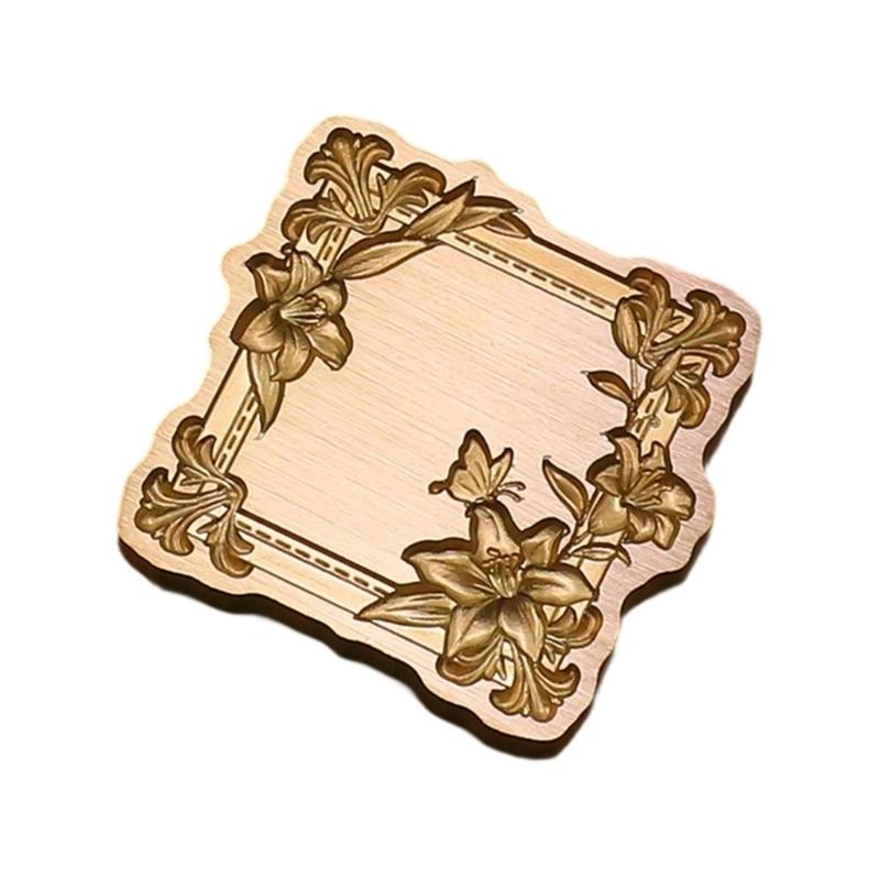Antique Solid Brass Wax Seal Stamp Head Engraved Embossing Tool Seal Flower Frame for Handmade Letters Gift Wrapping