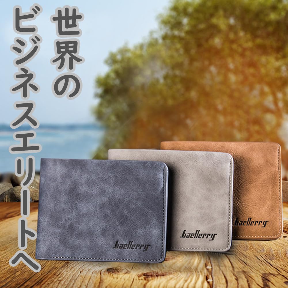 Luxury Compact Wallet Thick Thin Stylish Large Capacity Leather Card Case Coin Purse Business Gift Comes with Exclusive Case [YaPanda] Men's 1.2cm