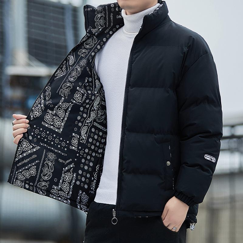 Men Reversible Hooded Thick Casual Cotton Padded Jacket