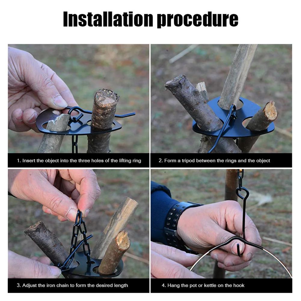 Портативное снаряжение и оборудование для кемпинга Съемный штатив-стойка для уличного барбекю Набор аксессуаров для костровой готовки