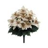 Artificial Poinsettia Bouquet with Green Leaves 4 Fork UV Resistant Fake Silk Flower Home Table Centerpiece Indoor Outdoor Faux Bloom Decoration