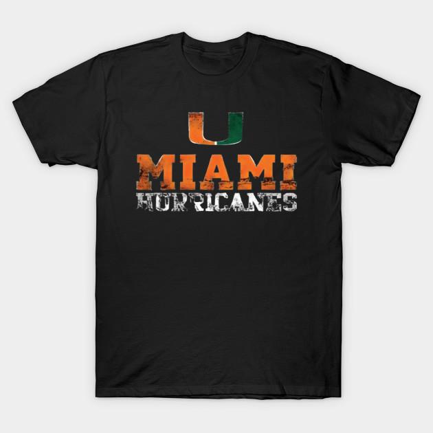 Азиатский размер Мужская черная футболка с принтом Miami-Hurricanes Печать методом термопереноса Без выреза Хлопковая футболка