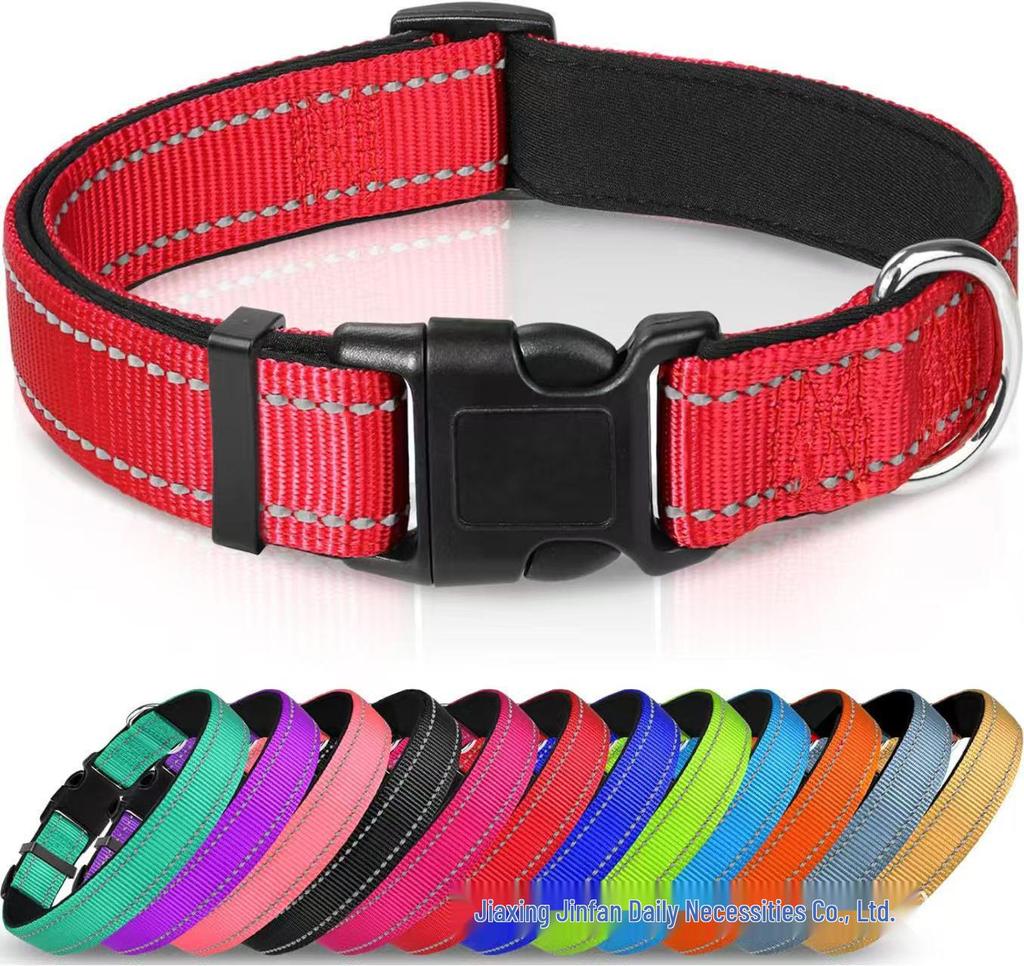 Adjustable Reflective Breathable Nylon Dog Collar and Leash Set - Medium Size