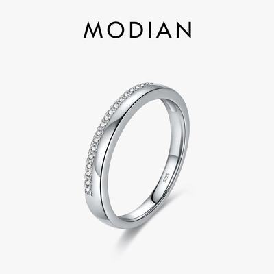 MODIAN, однотонное серебро 925 пробы, простое штабелируемое простое кольцо на палец, модное кольцо с фианитом для женщин, изысканные женские ювелирные изделия, подарки