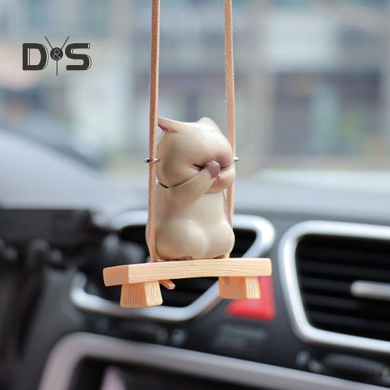 Подвеска в виде зеркала заднего вида, подвесное украшение со шнурком, легко повесить, очаровательное украшение в форме мультяшного кота, подвеска для салона автомобиля