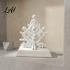 DIY Paintable Craft Project 3D Printed Stacked Human Sculpture Abstract Meccha Chameleon Art Unique Desktop Ornament Figurine Minimalist White Desk