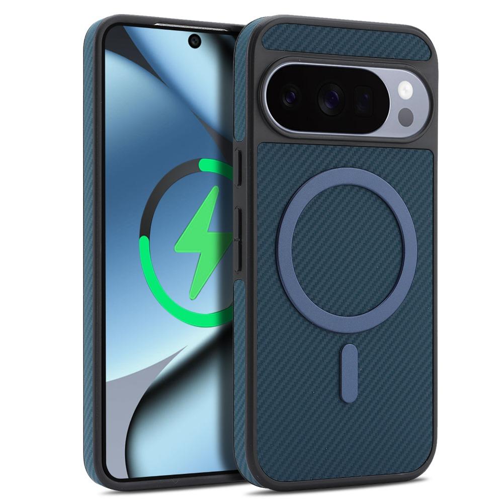 Матовая Магнитная Крышка с Текстурой Углеродного Волокна Для Google Pixel 10 9 Pro XL 10A 9A Для MagSafe Защитная Крышка Беспроводной Зарядки