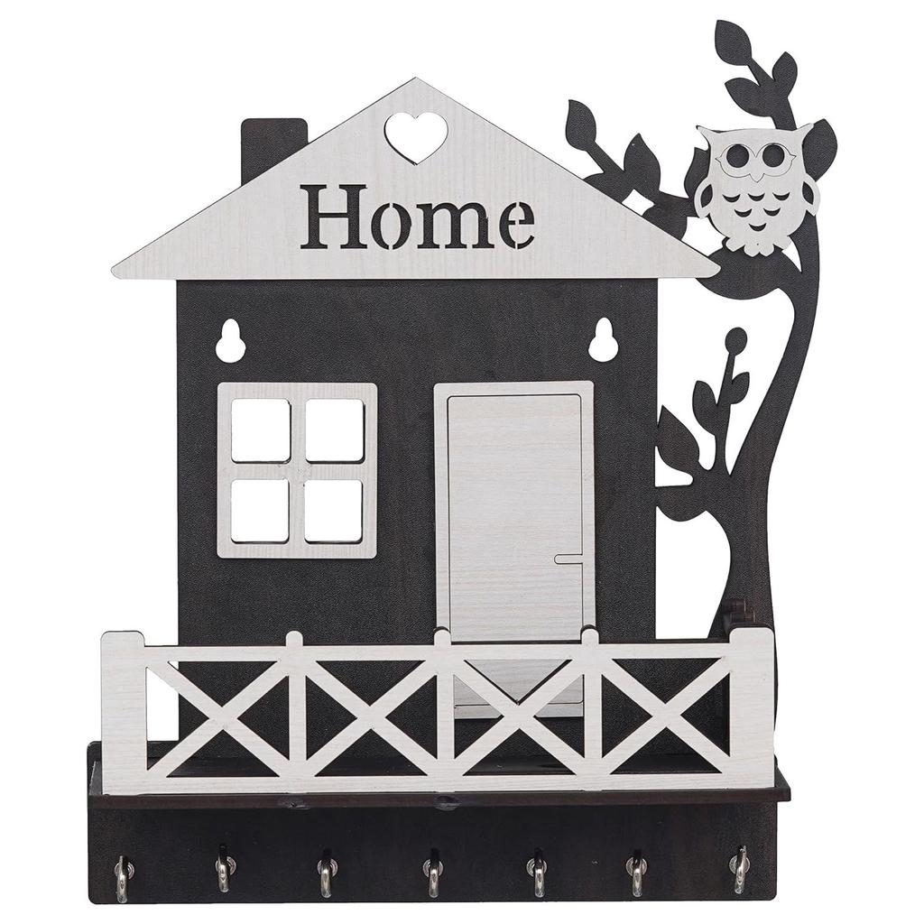 Деревянная вешалка для ключей премиум-класса с деревянной ключницей в виде совы для декора домашнего офиса, ключница для декора стен (9,5 дюймов)