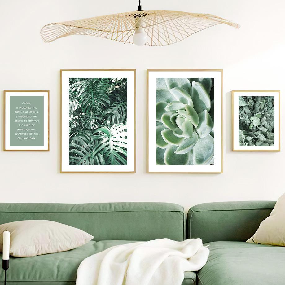 Зеленые тропические растения сочные монстера настенная живопись на холсте плакаты на скандинавскую тему и принты настенные панно для декора гостиной