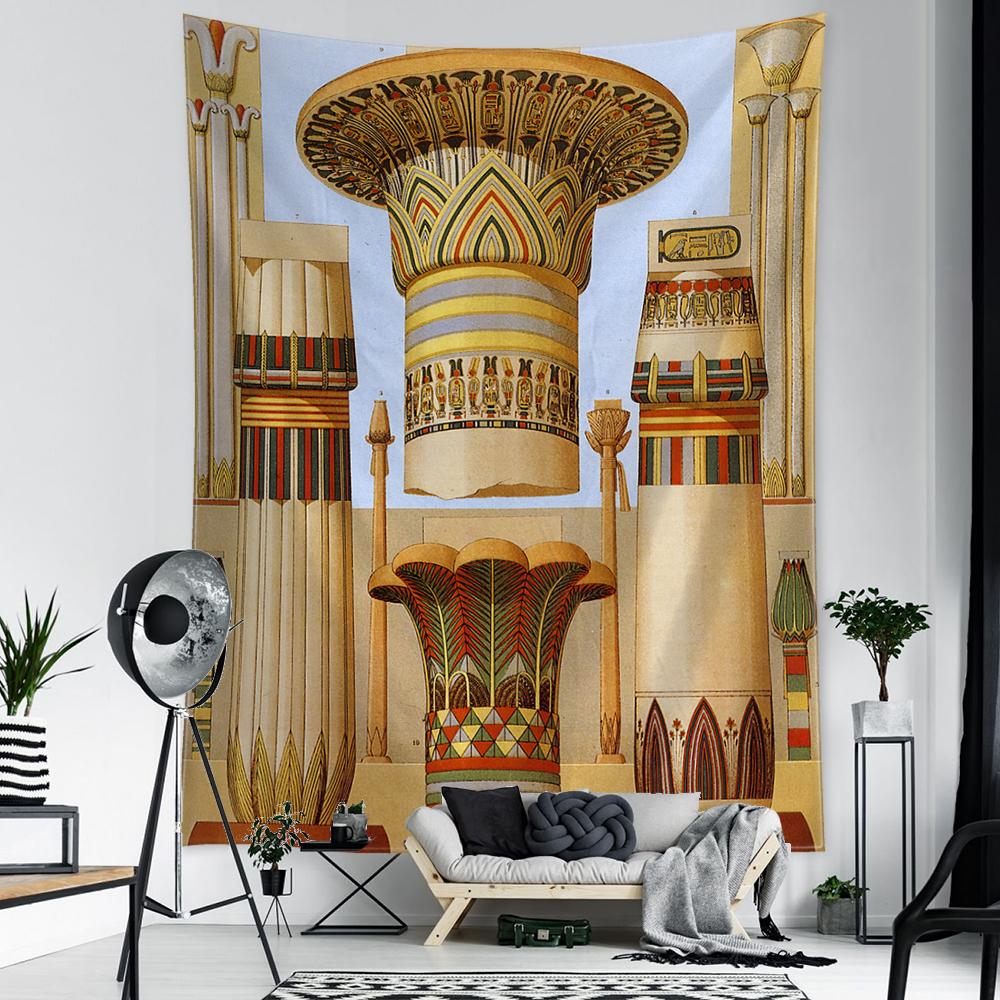 Винтажные дворцовые фигурки, гобелены, искусство, Египет, тапиз, принт, настенный фон, ткань, колдовство, декор в стиле бохо