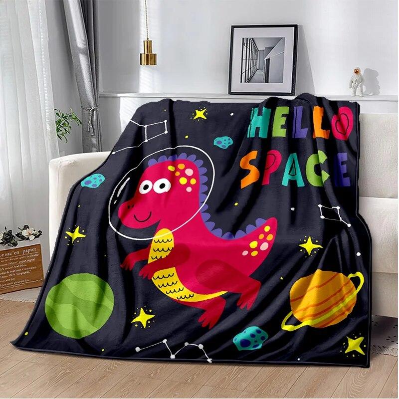 Cartoon Dinosaur Space Cute Dino Children Soft Plush Blanket,Flannel Blanket Throw Blanket for Living Room Bedroom Bed Sofa Kids