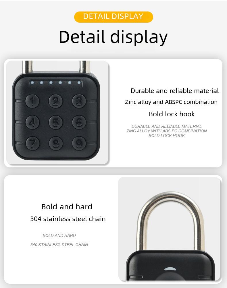 Умный водонепроницаемый навесной замок для дома, общежития, ящика или гаража