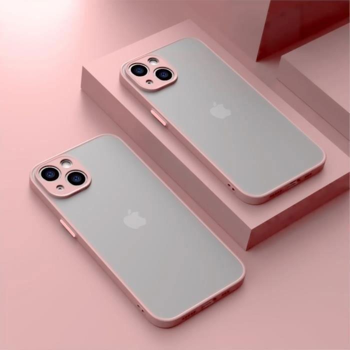 Coque de Protection - PROSHOP - pour iPhone 13 - Couleur vive Givrée - Rigide - Avec Chaîne Rose