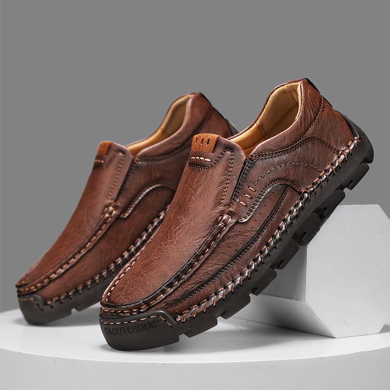 Мужские туфли из коровьей кожи на плоской подошве, нескользящие, для ходьбы на открытом воздухе, спортивная обувь, кожаные мокасины, мягкая кожа, мужская повседневная обувь высокого качества
