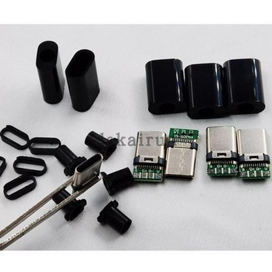 Разъем USB 3.1 Type-C папа с платой PCB и черным корпусом