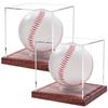 Baseball Display Case (2 Pieces) This Is a Baseball Display Case with a Sturdy Wooden Base That Is a Clear Cube Tennis Ball Holder That Requires No