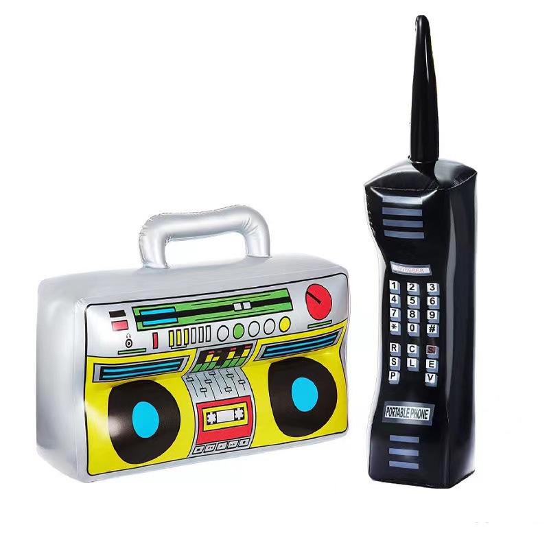 Набор надувных музыкальных инструментов из ПВХ для детей - Гитара и Микрофон, реквизит для сценических вечеринок.