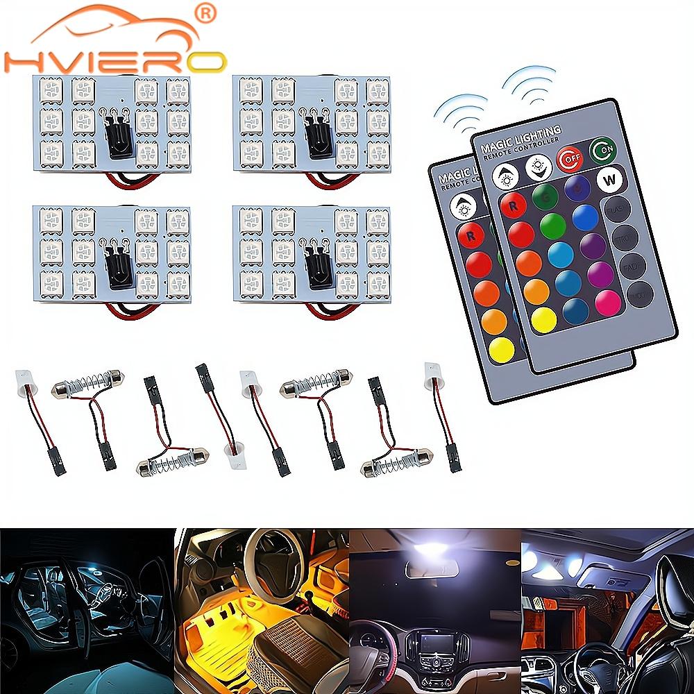 2pcs Car Led T10 5050 12/15/24/36SMD Interior Wedge RGB Panel Reading Lights Dome Auto Festoon BA9S Adapter License Plate Lamp