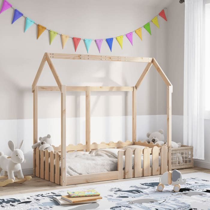 VidaXL Cadre de lit d'enfants forme de maison 70x140cm bois pin massif, cadre de lit en forme de maison, cadre de lit pour 850698