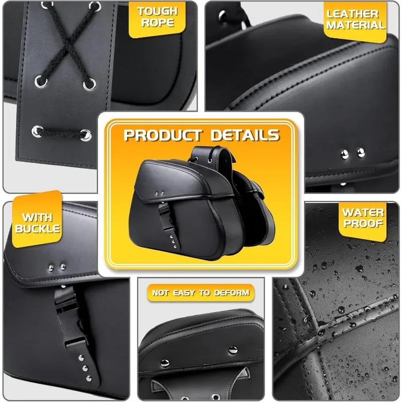 Мотоциклетные седельные сумки с пряжками из искусственной кожи Мотоциклетные седельные сумки Водонепроницаемые мотоциклетные боковые седельные сумки Универсальные Harley