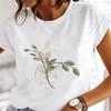 Женская футболка с цветочным принтом, круглым вырезом, большого размера, с коротким рукавом, женский топ