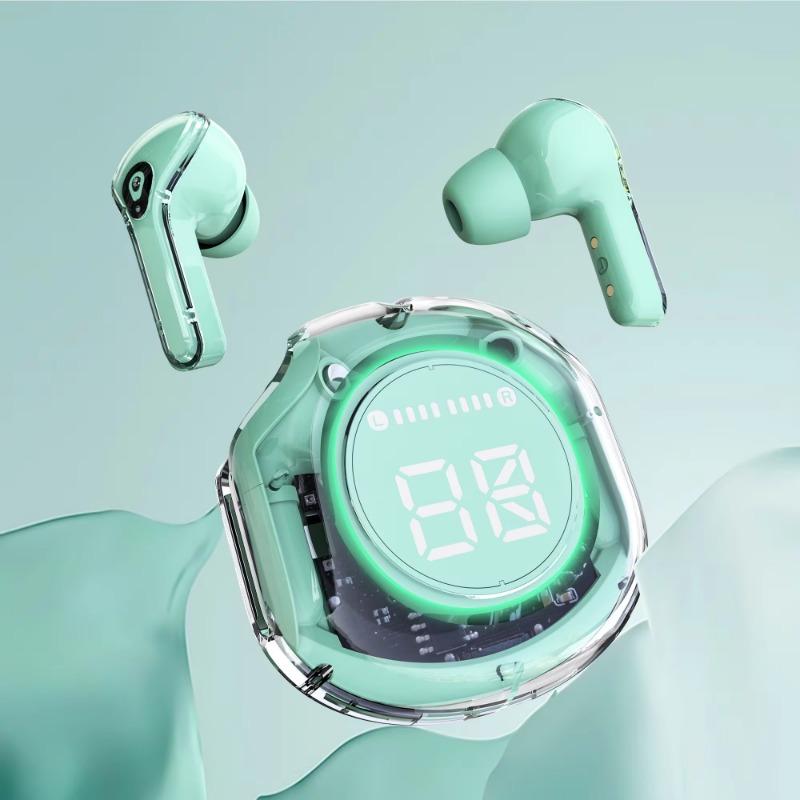 Наушники Crystal Earbuds — окунитесь в мир цвета и звука с шикарными пастельными оттенками и прозрачным светодиодным дисплеем — превосходный беспроводной звук