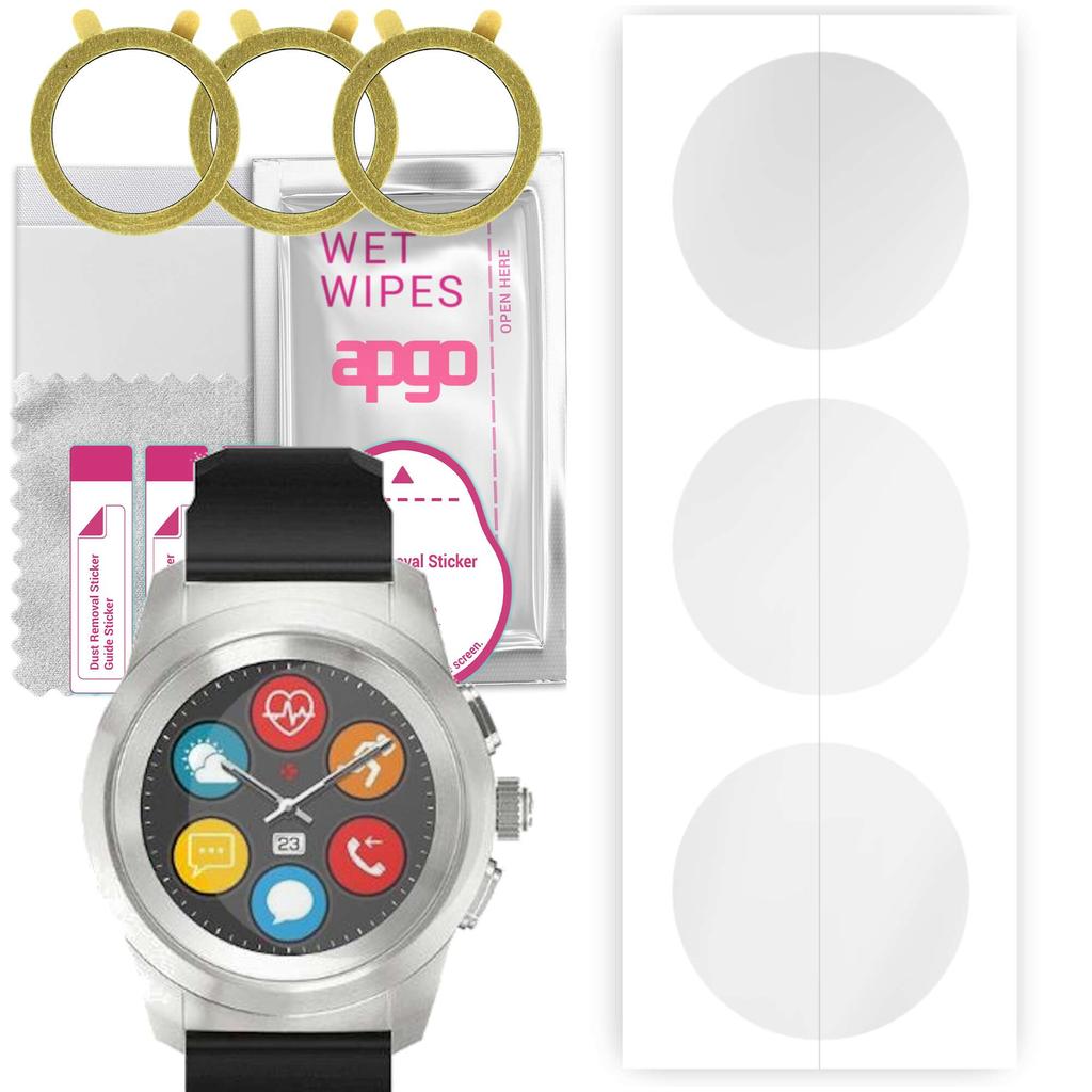 3x Apgo Hydrogel Screen Protector for MyKronoz ZeTime Regular, Hydrogel Film, with Positioning Layer Easy Installation