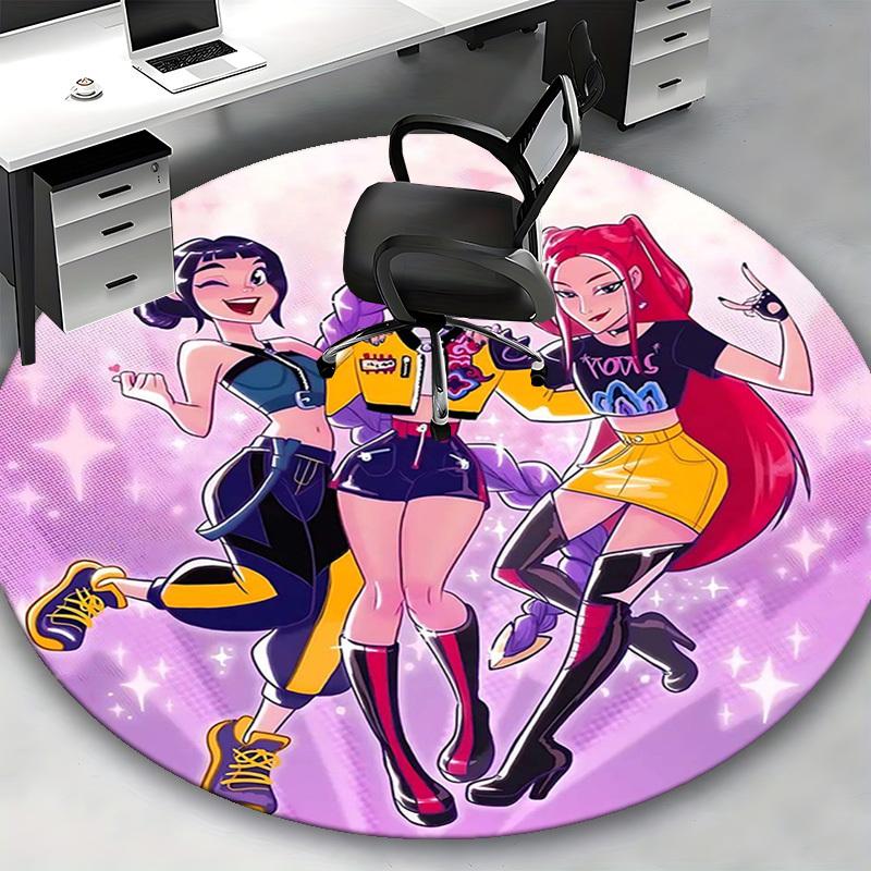 1pc Anime Design Round Carpet for Office Chair Mat, Non-Slip Rug Suitable for Home Decor, Living Room, Bedroom, Game Room - Festival Gift, Universal f