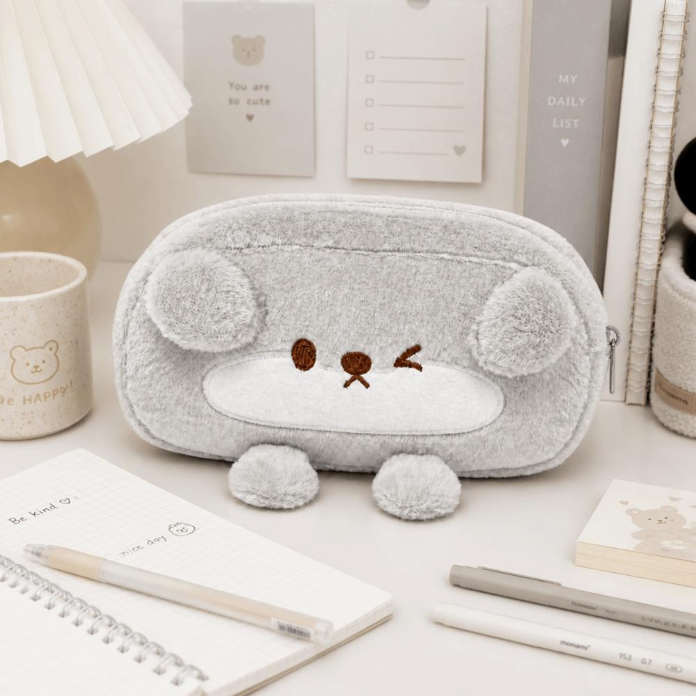 Otter Shape Pen Bag Plush Stationery Bag Portable Stationery Pouch School Supplies