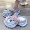 Lace Bow Chunky Platform Sandals for Women 2025 Summer Thick Bottom Eva Garden Slippers Woman Fashion Color Beads Beach Sandals