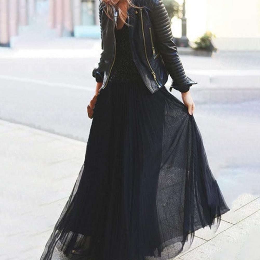 Женская юбка с высокой талией, плиссированная, свободная, однотонная, эластичная резинка на талии, мягкая, двухслойная, длиной до середины икры, для выпускного вечера, повседневная, миди, Sk