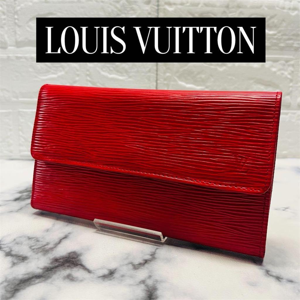 Used LOUIS VUITTON Epi Tri-fold Long Wallet Leather Red