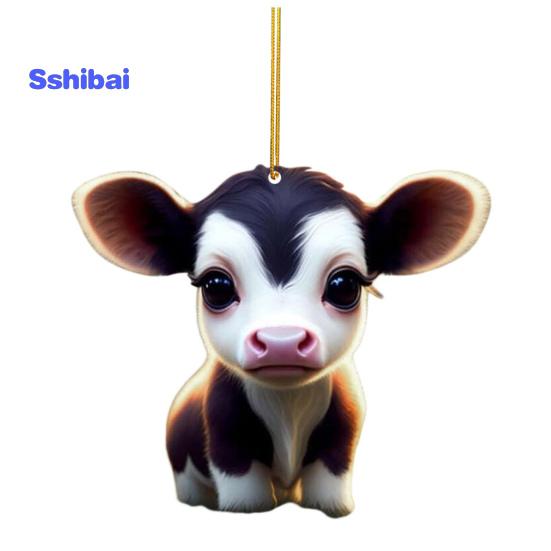 Милый мультяшный хайлендский коровий автомобильный кулон, акриловый художественный ремесленный орнамент, прекрасный автомобиль, зеркало заднего вида, украшение для дома, Рождественская елка, подвесное украшение, подарок