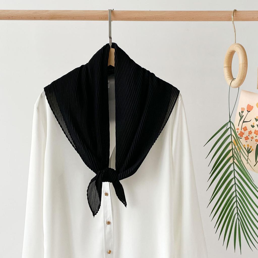 Малазийский платок для головы, однотонный шифоновый квадратный бархатный плиссированный тюль, шарф-обертка, универсальный шарф-шаль