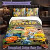 Personalized 3Pcs Bedding SetBob the Builder Custom Text Duvet Cover Pillowcase Set Bedroom Gift