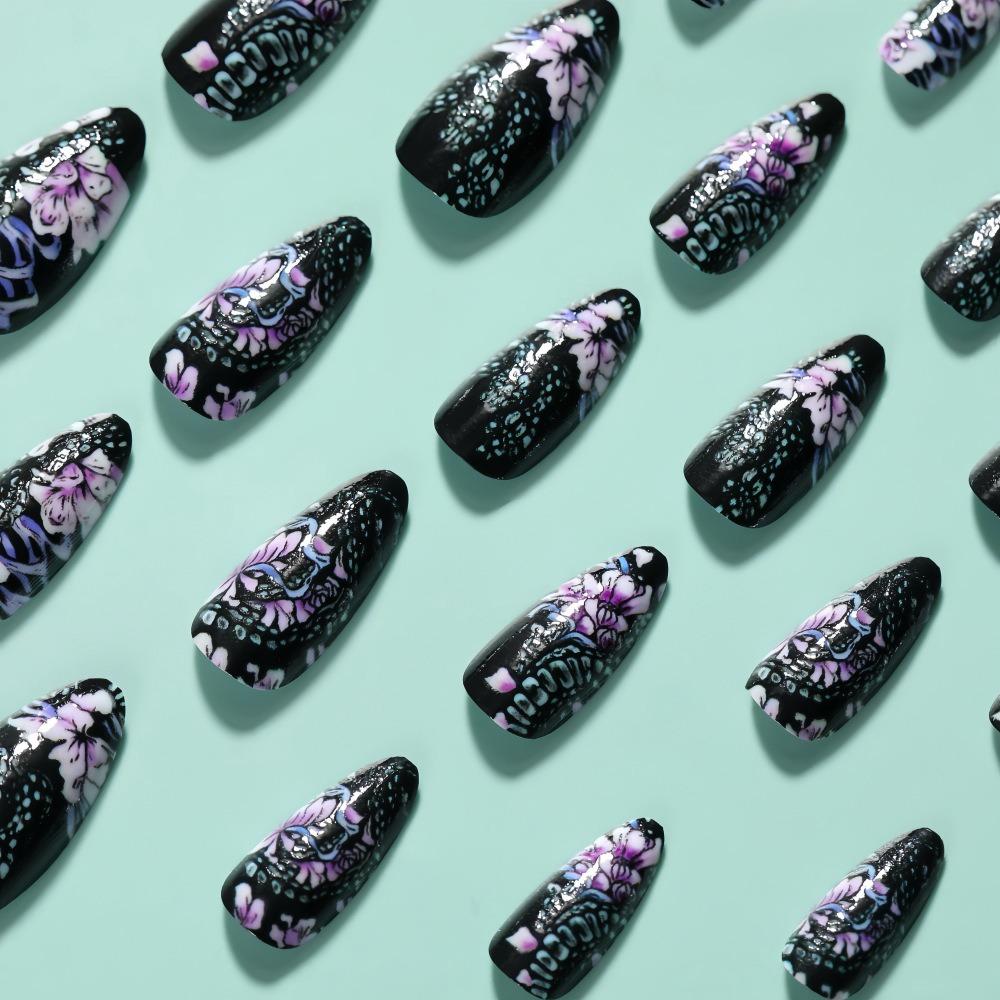 Носимые Маникюр 3D Длинные Накладные Ногти Года Серии Loong Типсы Миндалевидные Накладные Ногти Девушка