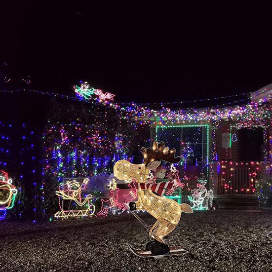 Уличное Рождественское Освещение в Виде Оленя Праздничный Светодиодный 2D Акриловый Плоский Статуэтка Оленя Водонепроницаемые Праздничные Украшения для Двора Рождественские Праздничные Вечериночные Принадлежности