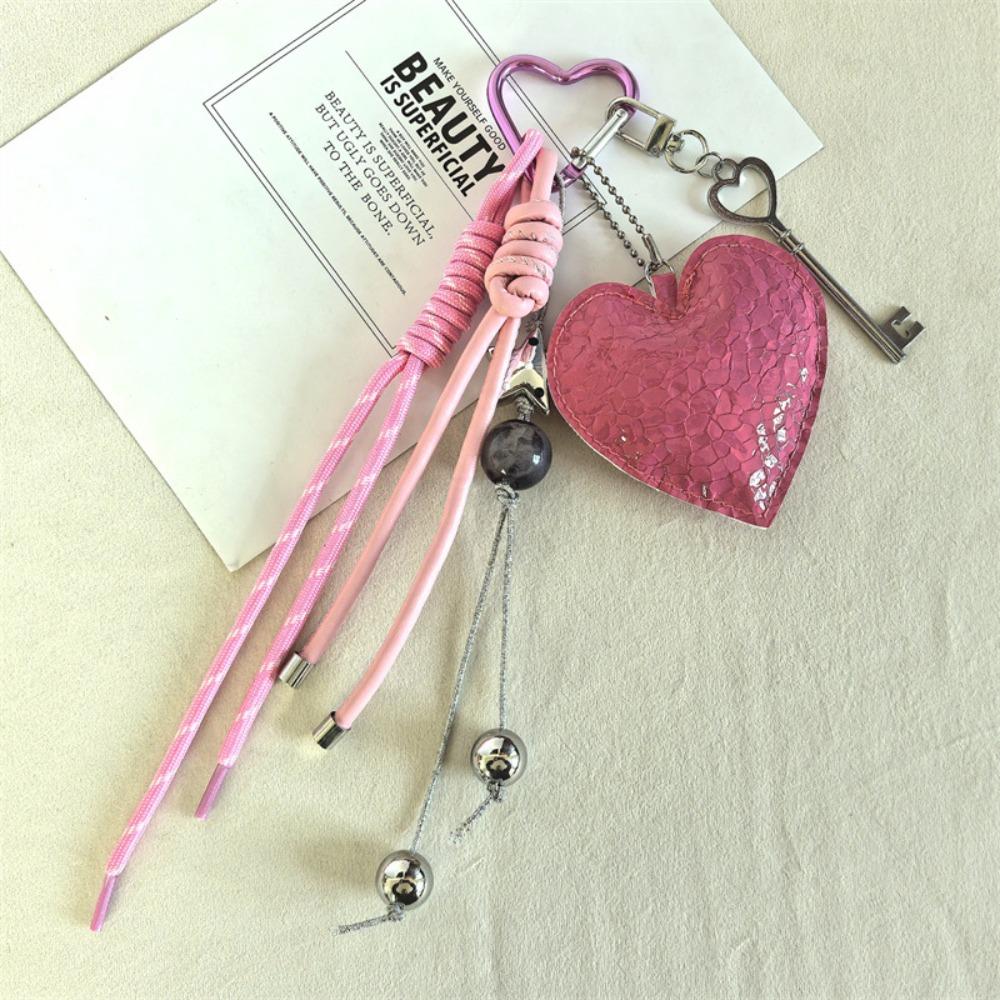 Leather Lovely Heart Key Chain Hanging Handmade Heart Keychain  Girls Couple Girlfriends