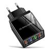 4-портовое USB автомобильное зарядное устройство 3A со светодиодной подсветкой для спецификаций ЕС/США, совместимое с планшетами и телефонами